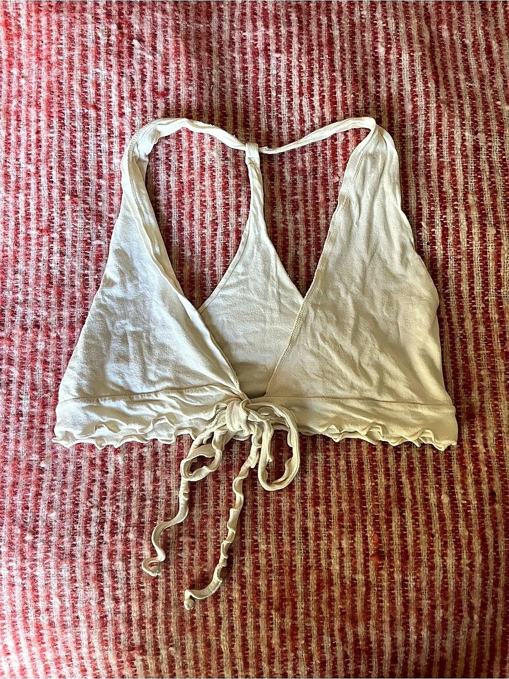 Off-White Tie-On Racerback Bra Top